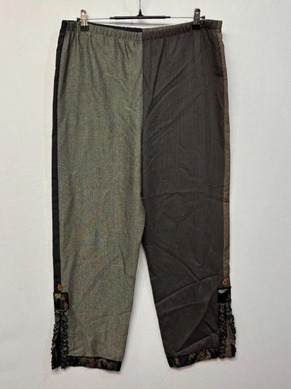 Lee Andersen Couture Two-Tone Olive & Charcoal Straight-Leg Pants